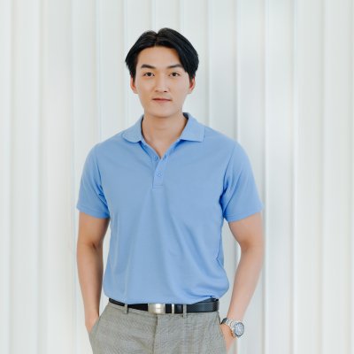 เสื้อโปโล "รุ่นไม่มีกระเป๋า" สีฟ้าเฟรนซ์บลู เสื้อโปโล "รุ่นไม่มีกระเป๋า" สีฟ้าเฟรนซ์บลู
