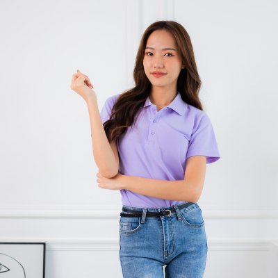 เสื้อโปโล "รุ่นไม่มีกระเป๋า" สีม่วงลาเวนเดอร์ เสื้อโปโล "รุ่นไม่มีกระเป๋า" สีม่วงลาเวนเดอร์