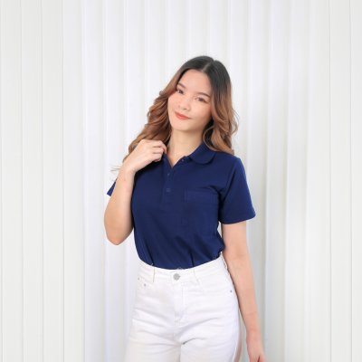 เสื้อโปโล "รุ่นไม่มีกระเป๋า" สีกรมท่า เสื้อโปโล "รุ่นไม่มีกระเป๋า" สีกรมท่า