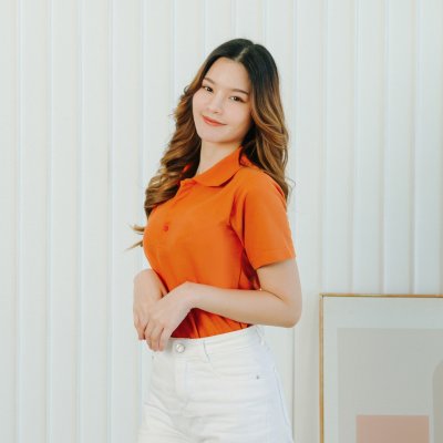 เสื้อโปโล "รุ่นไม่มีกระเป๋า" สีส้มแอปริคอต เสื้อโปโล "รุ่นไม่มีกระเป๋า" สีส้มแอปริคอต