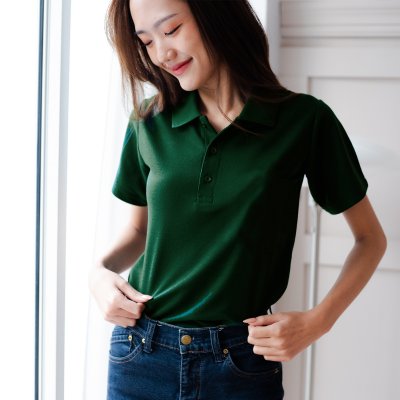 เสื้อโปโล "รุ่นไม่มีกระเป๋า" สีเขียวหัวเป็ด เสื้อโปโล "รุ่นไม่มีกระเป๋า" สีเขียวหัวเป็ด