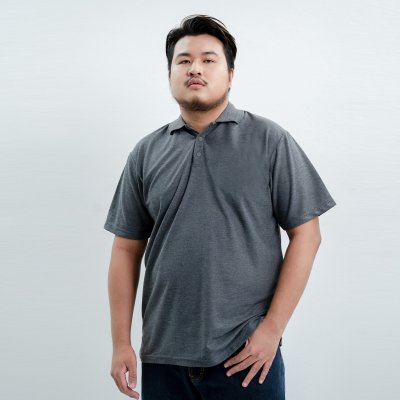 เสื้อโปโล "รุ่นไม่มีกระเป๋า" สีเทาดำท๊อปดราย เสื้อโปโล "รุ่นไม่มีกระเป๋า" สีเทาดำท๊อปดราย