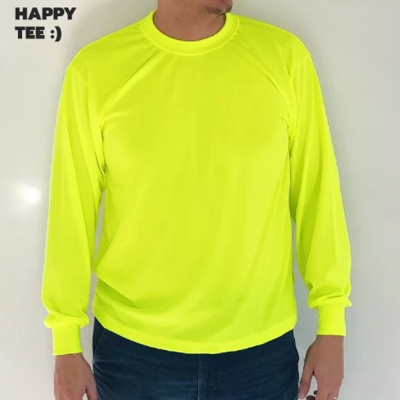 เสื้อคนงาน IB คอกลม ฟรีไซส์ - สีเหลืองสะท้อนแสง