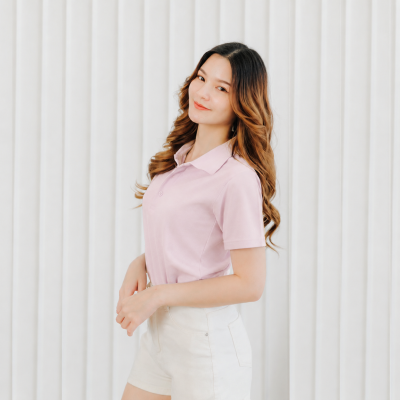 เสื้อโปโล "รุ่นไม่มีกระเป๋า" สีชมพูอ่อน