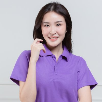 เสื้อโปโล รุ่นไม่มีกระเป๋า สีม่วงองุ่น