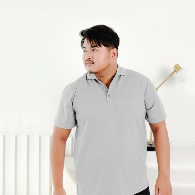 Plus Size Polo Shirt (No Pocket) - Light Grey