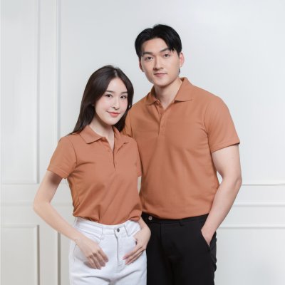 เสื้อโปโล "รุ่นไม่มีกระเป๋า" สีชาไทย เสื้อโปโล "รุ่นไม่มีกระเป๋า" สีชาไทย