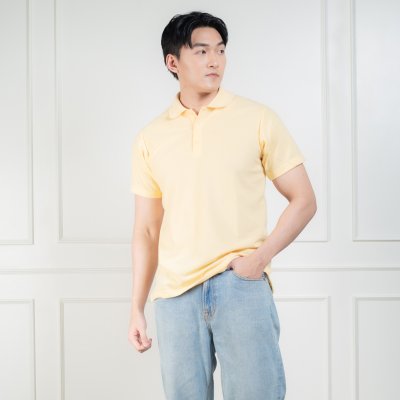 เสื้อโปโล "รุ่นไม่มีกระเป๋า" สีเหลืองบัตเตอร์ เสื้อโปโล "รุ่นไม่มีกระเป๋า" สีเหลืองบัตเตอร์