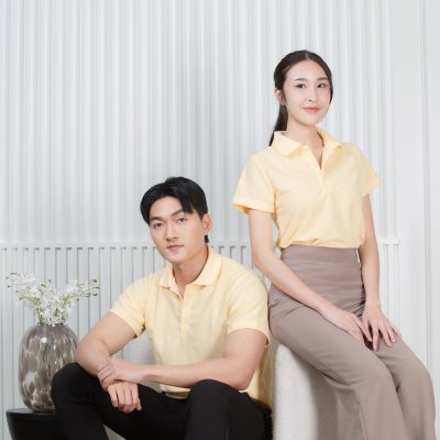 เสื้อโปโล "รุ่นไม่มีกระเป๋า" สีเหลืองบัตเตอร์ เสื้อโปโล "รุ่นไม่มีกระเป๋า" สีเหลืองบัตเตอร์