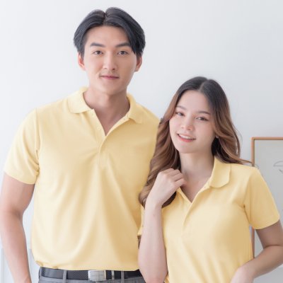 เสื้อโปโล "รุ่นไม่มีกระเป๋า" สีเหลืองบัตเตอร์ เสื้อโปโล "รุ่นไม่มีกระเป๋า" สีเหลืองบัตเตอร์