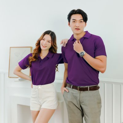 เสื้อโปโล "รุ่นไม่มีกระเป๋า" สีม่วงเข้ม เสื้อโปโล "รุ่นไม่มีกระเป๋า" สีม่วงเข้ม