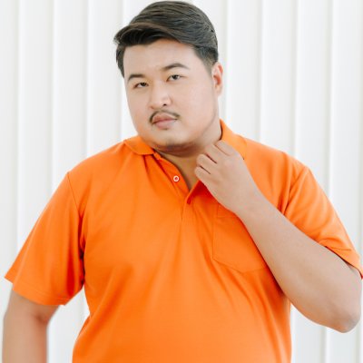 เสื้อโปโล รุ่นมีกระเป๋า สีส้มแอปริคอต