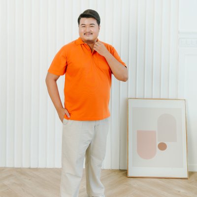 เสื้อโปโล รุ่นมีกระเป๋า สีส้มแอปริคอต