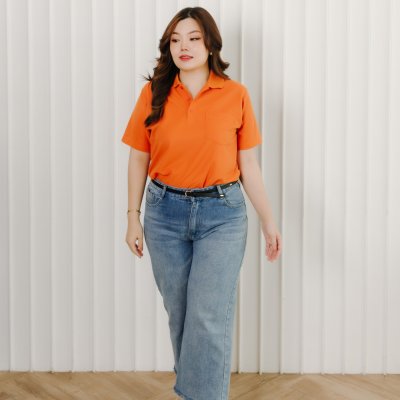 เสื้อโปโล รุ่นมีกระเป๋า สีส้มแอปริคอต