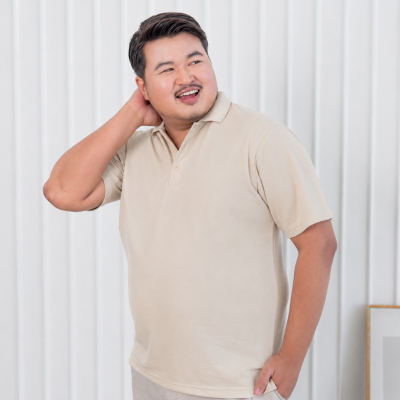 Plus Size Polo Shirt (No Pocket) - Beige(Cream)
