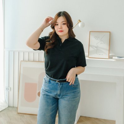 Plus Size Polo Shirt (No Pocket) - Black
