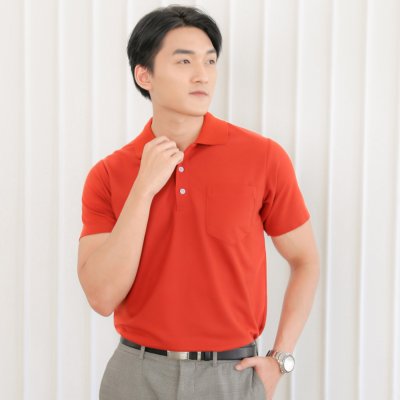 เสื้อโปโล รุ่นมีกระเป๋า สีส้มอิฐ