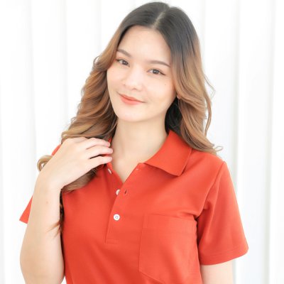 เสื้อโปโล รุ่นมีกระเป๋า สีส้มอิฐ