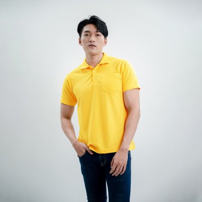 เสื้อโปโล "รุ่นมีกระเป๋า" สีเหลืองราชพฤกษ์ เสื้อโปโล "รุ่นมีกระเป๋า" สีเหลืองราชพฤกษ์