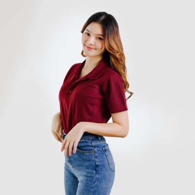 เสื้อโปโล "รุ่นมีกระเป๋า" สีเลือดหมู เสื้อโปโล "รุ่นมีกระเป๋า" สีเลือดหมู