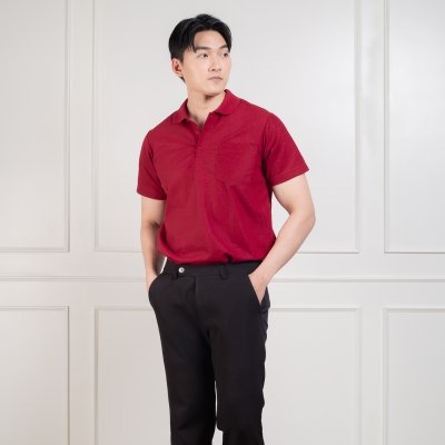 เสื้อโปโล "รุ่นมีกระเป๋า" สีเลือดหมู เสื้อโปโล "รุ่นมีกระเป๋า" สีเลือดหมู