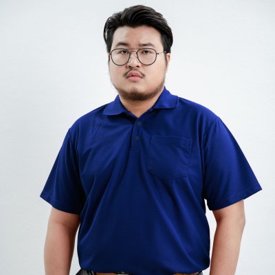 เสื้อโปโล รุ่นมีกระเป๋า สีน้ำเงิน