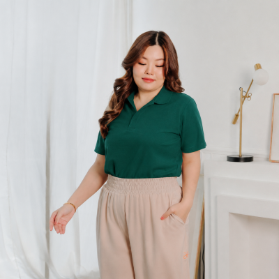 Plus Size Polo Shirt (No Pocket) - Dark Green