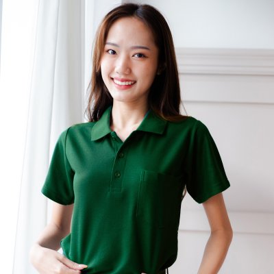 เสื้อโปโล "รุ่นมีกระเป๋า" สีเขียวหัวเป็ด เสื้อโปโล "รุ่นมีกระเป๋า" สีเขียวหัวเป็ด