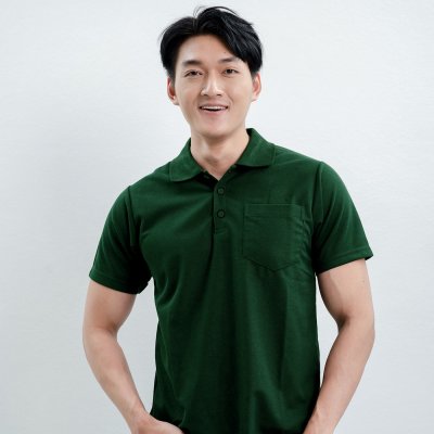 เสื้อโปโล "รุ่นมีกระเป๋า" สีเขียวหัวเป็ด เสื้อโปโล "รุ่นมีกระเป๋า" สีเขียวหัวเป็ด