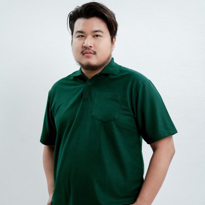 เสื้อโปโล "รุ่นมีกระเป๋า" สีเขียวหัวเป็ด เสื้อโปโล "รุ่นมีกระเป๋า" สีเขียวหัวเป็ด