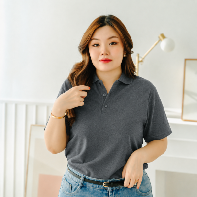 Plus Size Polo Shirt (No Pocket) – Dark Grey