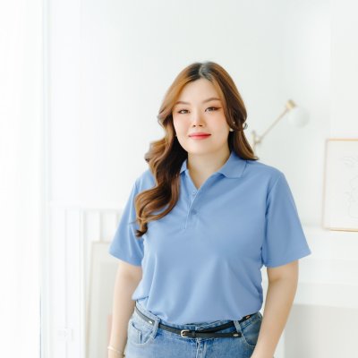 เสื้อโปโลพลัสไซส์ "ไม่มีกระเป๋า" สีฟ้าเฟรนซ์บลู