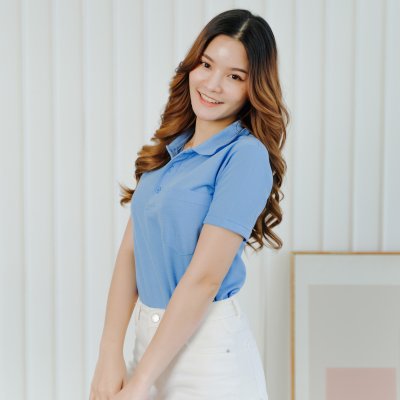 เสื้อโปโล รุ่นมีกระเป๋า สีฟ้าเฟรนซ์บลู