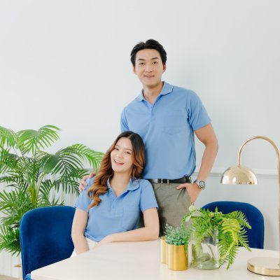 เสื้อโปโล รุ่นมีกระเป๋า สีฟ้าเฟรนซ์บลู