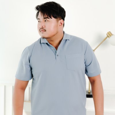 เสื้อโปโล รุ่นมีกระเป๋า สีฟ้าคราม