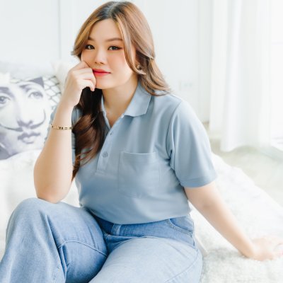 เสื้อโปโล รุ่นมีกระเป๋า สีฟ้าคราม