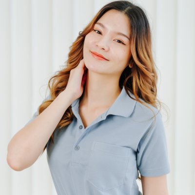 เสื้อโปโล รุ่นมีกระเป๋า สีฟ้าคราม