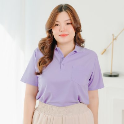 เสื้อโปโล "รุ่นมีกระเป๋า" สีม่วงลาเวนเดอร์ เสื้อโปโล "รุ่นมีกระเป๋า" สีม่วงลาเวนเดอร์