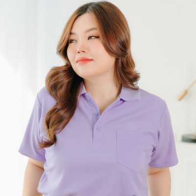 เสื้อโปโล "รุ่นมีกระเป๋า" สีม่วงลาเวนเดอร์ เสื้อโปโล "รุ่นมีกระเป๋า" สีม่วงลาเวนเดอร์