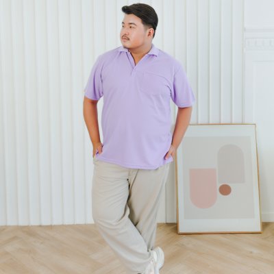 เสื้อโปโล "รุ่นมีกระเป๋า" สีม่วงลาเวนเดอร์ เสื้อโปโล "รุ่นมีกระเป๋า" สีม่วงลาเวนเดอร์