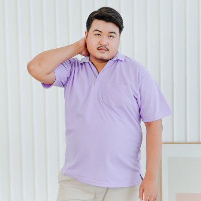 เสื้อโปโล "รุ่นมีกระเป๋า" สีม่วงลาเวนเดอร์ เสื้อโปโล "รุ่นมีกระเป๋า" สีม่วงลาเวนเดอร์