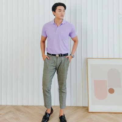 เสื้อโปโล "รุ่นมีกระเป๋า" สีม่วงลาเวนเดอร์ เสื้อโปโล "รุ่นมีกระเป๋า" สีม่วงลาเวนเดอร์