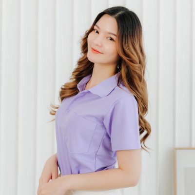 เสื้อโปโล "รุ่นมีกระเป๋า" สีม่วงลาเวนเดอร์ เสื้อโปโล "รุ่นมีกระเป๋า" สีม่วงลาเวนเดอร์