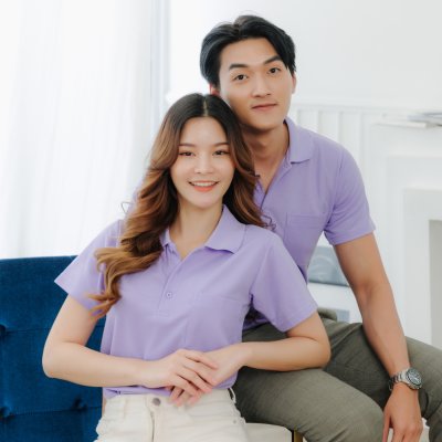 เสื้อโปโล "รุ่นมีกระเป๋า" สีม่วงลาเวนเดอร์ เสื้อโปโล "รุ่นมีกระเป๋า" สีม่วงลาเวนเดอร์