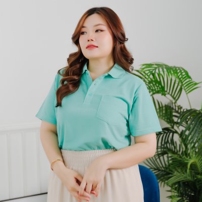 เสื้อโปโล รุ่นมีกระเป๋า สีเขียวมิ้นท์