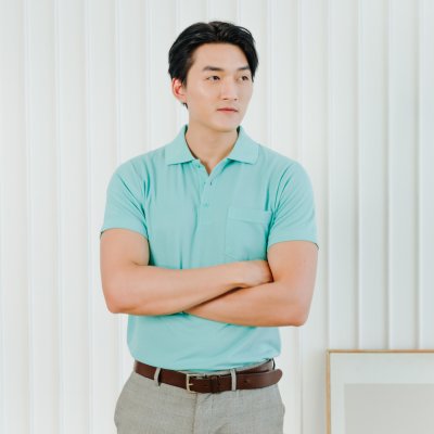 เสื้อโปโล รุ่นมีกระเป๋า สีเขียวมิ้นท์