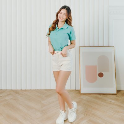 เสื้อโปโล รุ่นมีกระเป๋า สีเขียวมิ้นท์