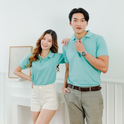 เสื้อโปโล รุ่นมีกระเป๋า สีเขียวมิ้นท์