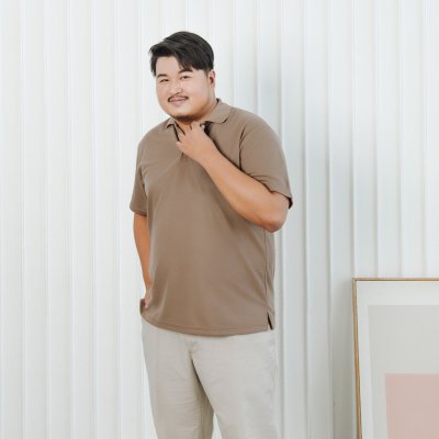 Plus Size Polo Shirt (No Pocket) - Mocha