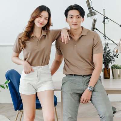 เสื้อโปโล รุ่นมีกระเป๋า สีม็อคค่า